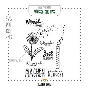 ARCHIVO PLOTTER Pide un deseo | diente de león | Velas | cumpleaños | sueños | corazon | corazones | SVG | dxf | pdf | png