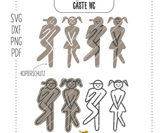 Laserdatei, Plotterdatei Motiv "Gäste-Wc" | Wc | Toilette | Klo | Gäste-Wc | Bad | Schild | Türschild | SVG, DXF, PNG, pdf