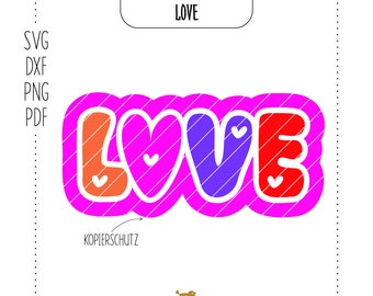 Plotterdatei "Love" | Herzchen | Retro-Font | Bubble-Font | Valentine | Liebe | Valentinstag | Plotten | dxf, svg, png, pdf