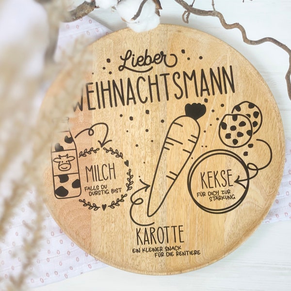 Plotterdatei, Laserdatei Motiv "Lieber Weihnachtsmann" | Weihnachtsmann | Teller | Milch | Kekse | Karotten | Rentiere | SVG, DXF, PNG, pdf