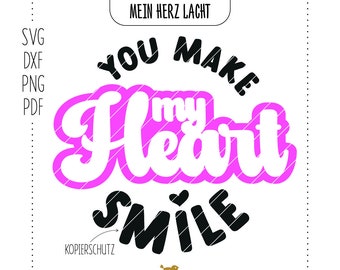 Plotterdatei, Motiv "Mein Herz lacht" | Button | Spruch | Liebe | Herz lacht | Wording | Kreis | rund | SVG, DXF, PDF, png