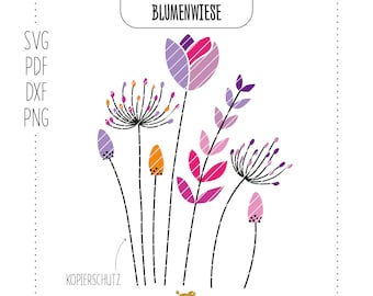 PLOTTERDATEI BLUMENWIESE | Blüten | Blumen | Geburtstag | Muttertag | Freude | Schenken | svg | dxf | pdf | png