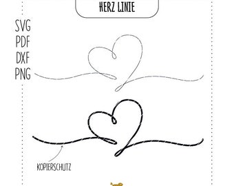 Plotterdatei, Laserdatei Motiv "Herz Linie" | Herz | Linie | Line | Singleline | Liebe | SVG, DXF, PDF, png