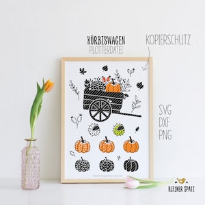 PLOTTERDATEI KÜRBIS-WAGEN | Herbst | Wagen | Kürbis | Blätter | Kastanie | svg | dxf | png