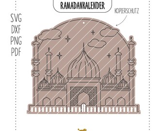 Laserdatei, Plotterdatei Motiv "Ramadankalender" | Moschee | Kinder | Palast | Türchen | Fest | Zuckerfest | SVG, DXF, PNG, pdf