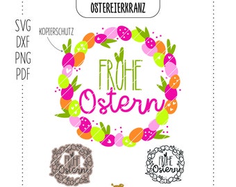 Plotterdatei Motiv "Ostereierkranz" | Ostern | Eier | Kranz | Ostereier | Blätter | Frohe Ostern | Osterfest | Fest | SVG, DXF, PDF, png