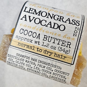 Hair: Half Half Lemongrass Avocado Shampoo and Conditioner Bar - Trial Bundle