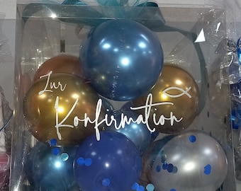Geschenkbox groß mit Ballons 30 x 30 x 25 cm zur Konfirmation
