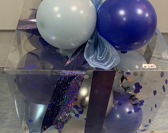 Geschenkbox groß mit Ballons 30 x 30 x 25 - individuelle Aufschrift möglich, Geburstag, Hochzeit oder Jubiläum