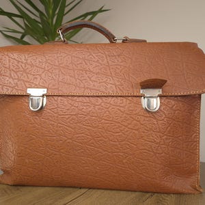 Vintage Aktentasche Kunstleder braun große Diplomaten Dokumententasche unisex