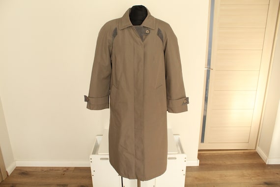 Vintage womans trench coat M size Gray Lacoda Mad… - image 1