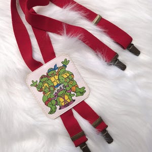 Vintage Ninja Turtles Kids Suspenders  | Retro Red Suspenders | TMNT-Inspired
