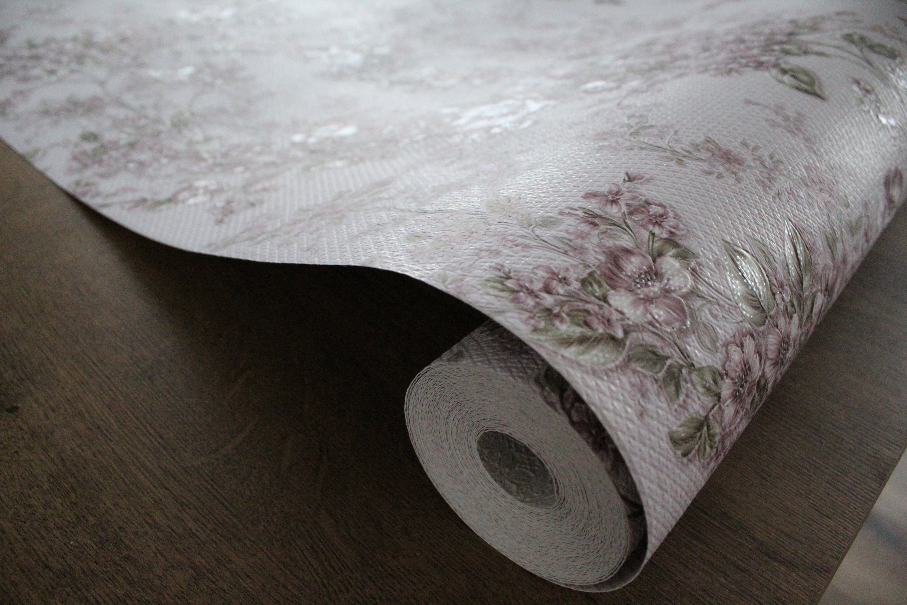 Floral Pink Print Retro Wallpaper Sold by Yard Shiny Color - Etsy