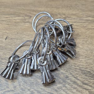 Vintage retro silver shiny curtains clips, SET of 9 clip rings USSR