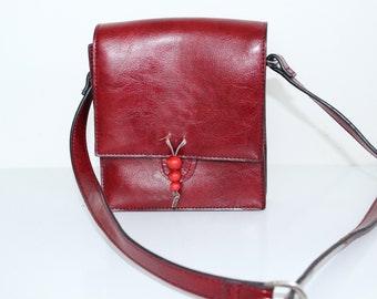 Puccini vintage small red crossbody bag women leather