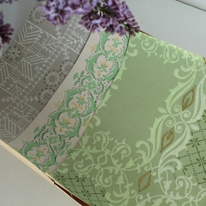 Groen vintage behang A4-snippers 6 vellen oud behang voor scrapbooking, schilderen, knutselen