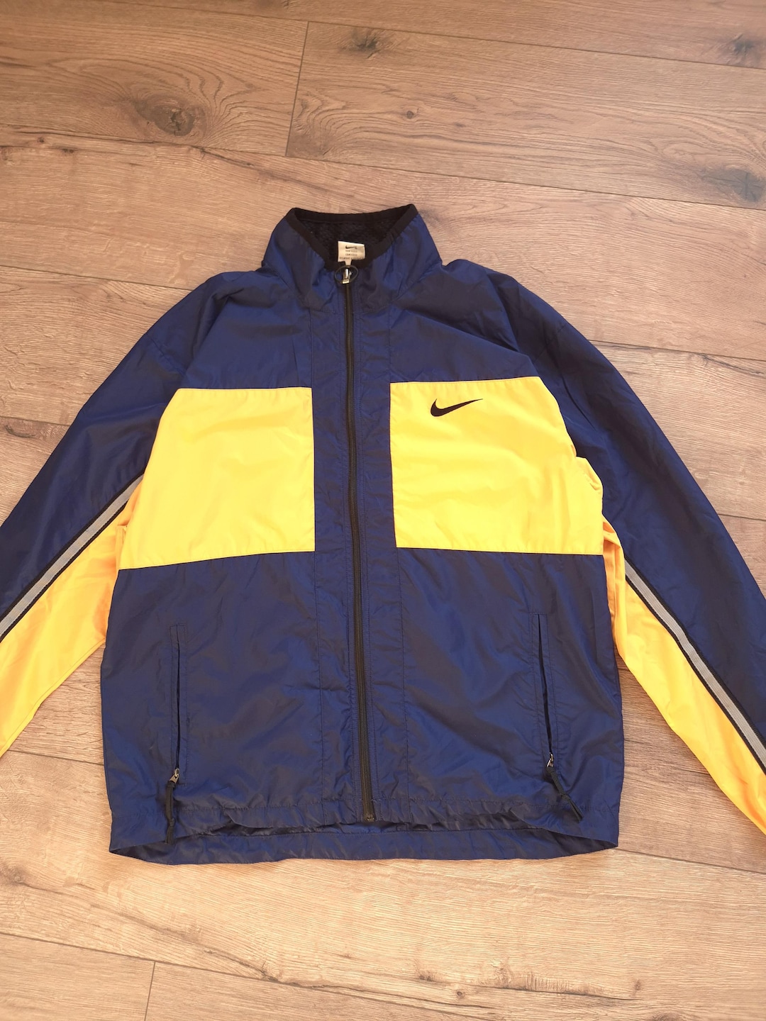 90's Vintage Sporty Blue Nylon Windbreaker Jacket / Size XXL