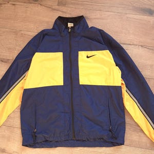 Nike 90s Windbreaker Jacket Vintage men M size yellow blue Breathable Clima Fit