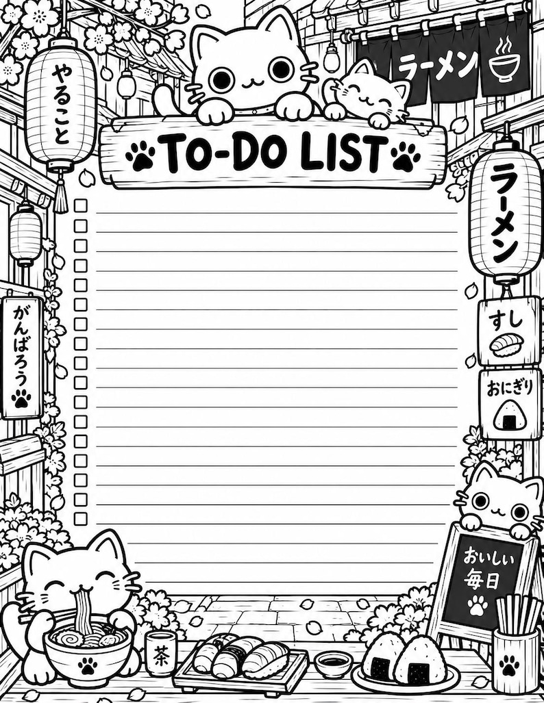 Kawaii Cat To-do List Printable | Japanese Planner Page (digital ...