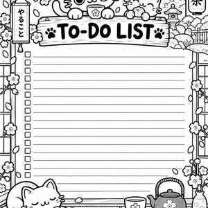Kawaii Cat To-do List Printable | Japanese Planner Page (digital ...
