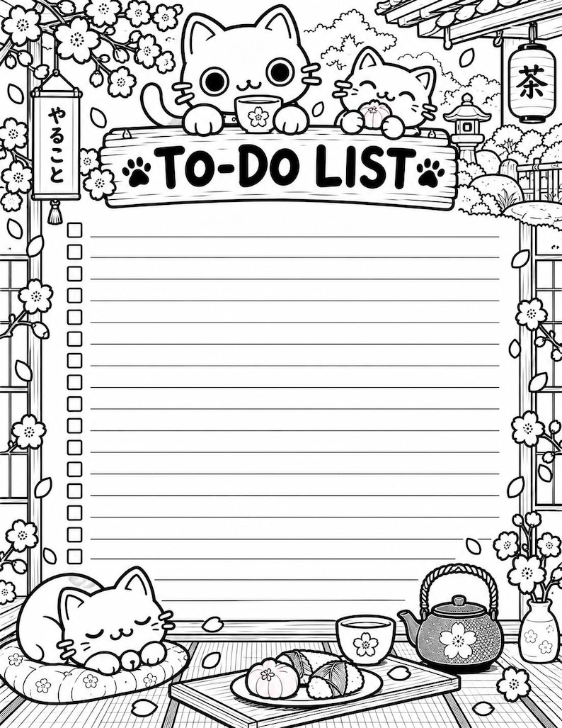 Kawaii Cat To-do List Printable | Japanese Planner Page (digital ...