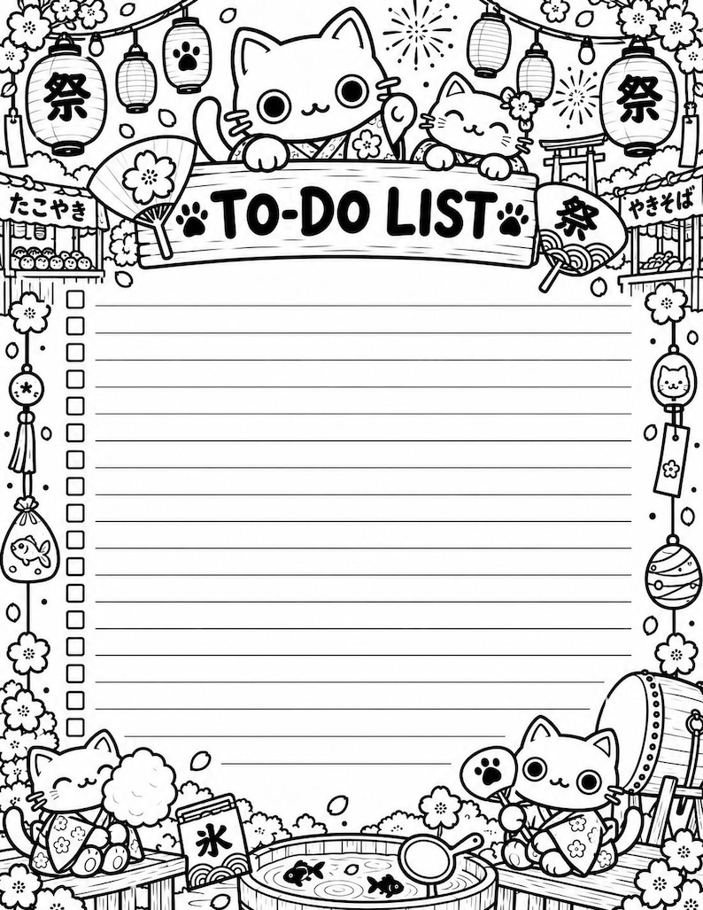 Kawaii Cat To-do List Printable | Japanese Planner Page (digital ...