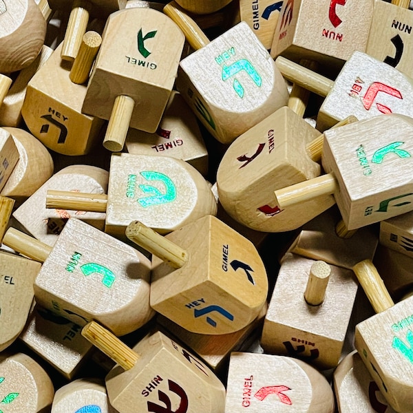 Colorful Wooden Dreidel - Hanukkah Toy for Children and Adults