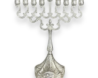Italian Style Menorah - Available in Silver - 7” wide Perfect design for your Hannukah holiday
