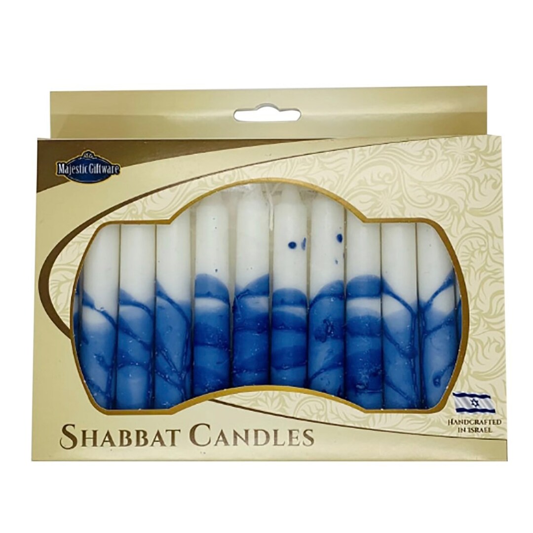Ocean Blue Candles 12 Pack Shabbat Candles Handmade in Tzfat Israel
