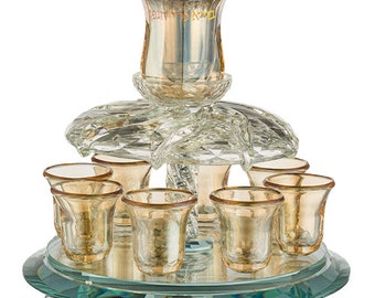 Spins Crystal Wine Divider 33*25 cm with 8 Small Cups for shabbat kiddush