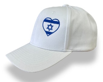 Israel heart flag Hat - Novelty Baseball Cap with blue Embroidered the israeli flag shape as a heart Design - One Size support israel