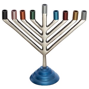 Aluminum Menorah Chabad 19 Cm for candles With Multicolored Branches menorah for chanukkah