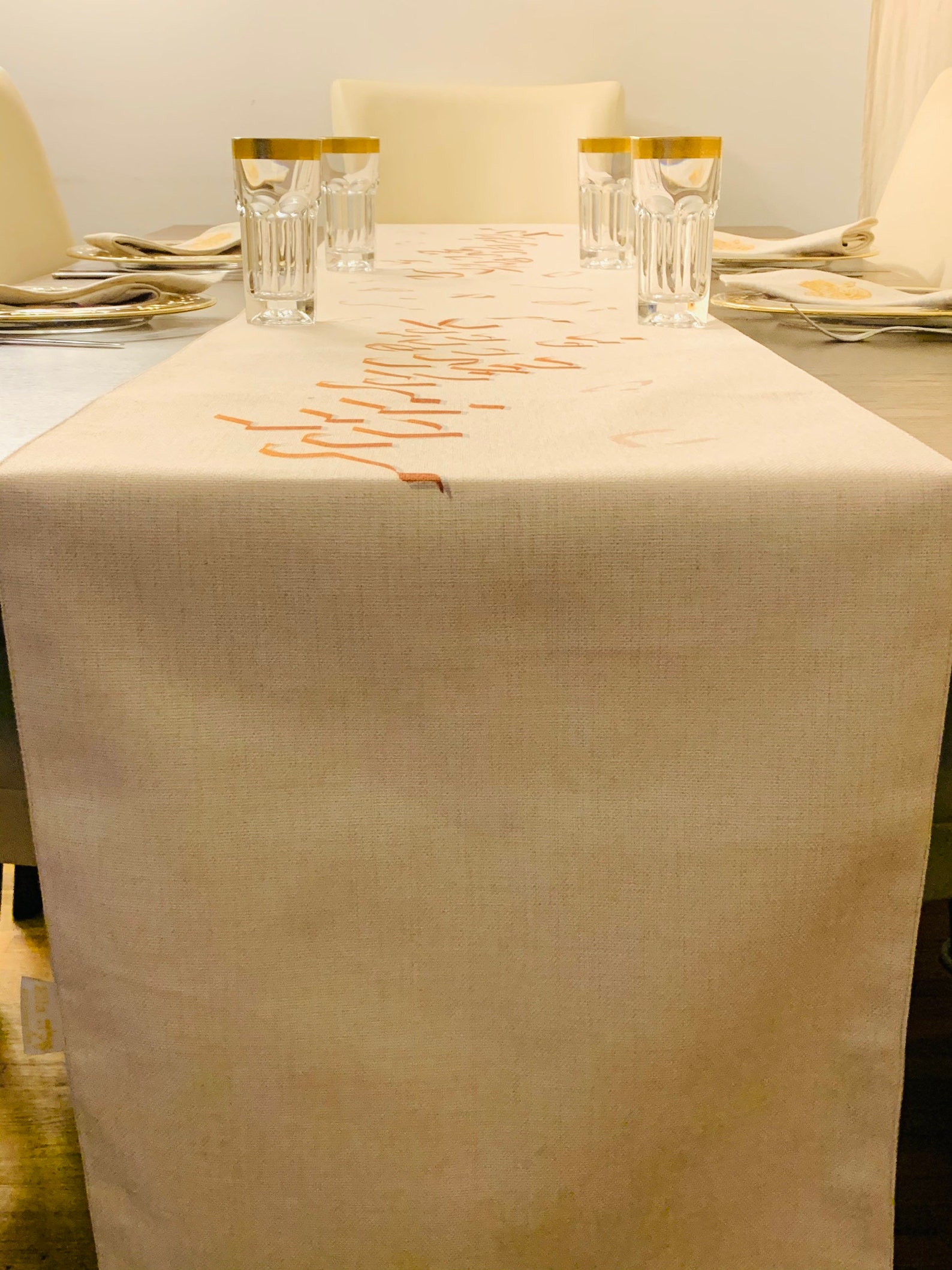 Lecha Dodi Table Runner Linen Cotton Blend With Printed - Etsy