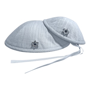 Father and Son Kippot - Beads or Embroidered Linen Yarmulkes