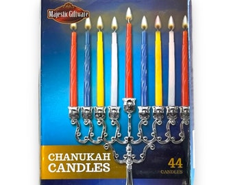 assorted colors Hanukkah Candles - 45 Pack 6" Premium Kosher Wax Candles for Chanukah Menorah