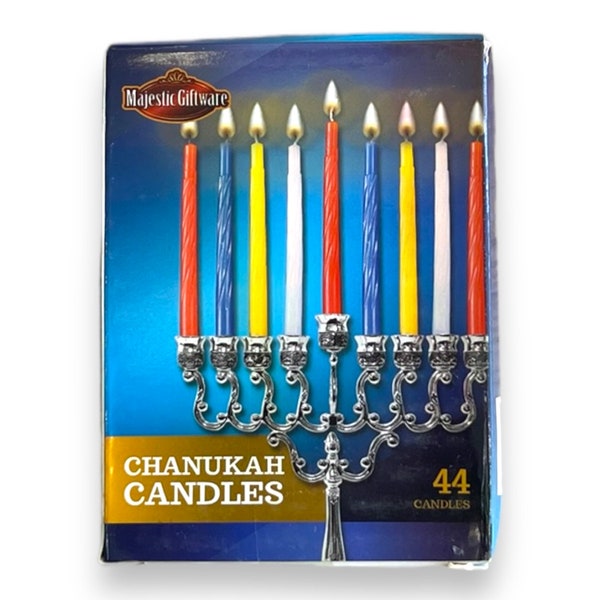 Bougies de Hanoucca couleurs assorties - Paquet de 45 bougies de cire casher de qualité supérieure de 6 po. pour la menorah de Hanoucca