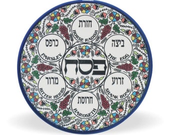 Armenian style ceramic Passover Plate 12"