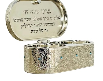 Travel Candle Holder - Nickel Shabbat Kit in Convenient Box - Pocket Size Travel Safe Shabbat Candle Set