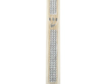 Rhinestone Mezuzah - 12 cm Plastic and Rubber Cork Mezuzah Cover with Metallic Finish