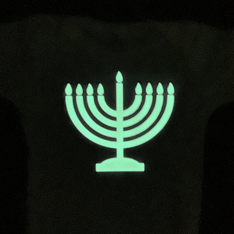 All sizes Long Sleeve Hanukkah Glow in the dark menorah Onesies Crew Neck PolyCotton blend Hanukkah decoration baby Hanukkah outfit image 2