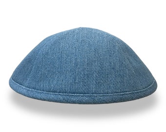 Linen Kippah - 4 Panel Design Yarmulke with hair clip for jewish boys and man