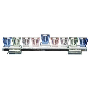 Crystal Menorah 27*5cm- Blue For oil cup hanukkah festive decoration for jewish holiday