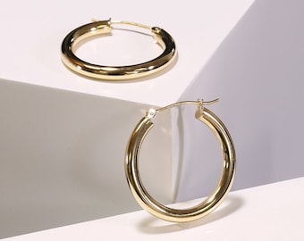 Solid Brass 11x22mm Circle Earring Round U Shapped Hoops 3mm thick