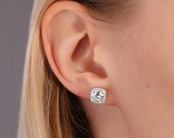 FidgetFidget 2X Sterling Silver Crystal Square Stud Loop Post Earrings 6mm J044 FidgetFidget 2X Sterling Silver Crystal Square Stud Loop Post Earrings 6mm J044