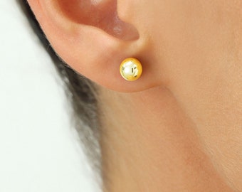 14k Yellow Gold Ball Stud Earrings with Screwbacks, Size 6mm, Screw back Studs, Sleeper Studs