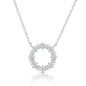 Eternity Halo Necklace with Cz, Cute Everyday Sterling Silver Necklace, 18 Inch, By TILO Jewelry