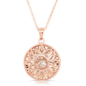 Sterling Silver Round Pendant Necklace, Dainty Necklace -  Rose Gold Plated Necklace