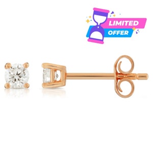 Rose Gold Plated Stud Earrings with Butterfly Pushbacks