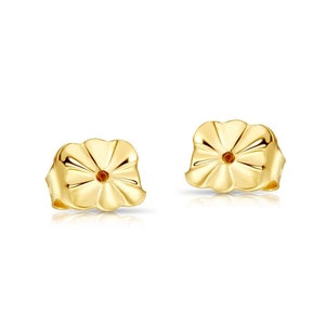 14k Solid Gold Butterfly Pushbacks, Comfort Fit Medium Size Push-Backs Made in USA, Authentic 14k Yellow and White Gold Replacement Backings