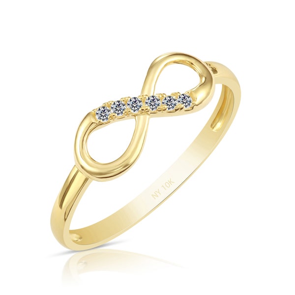 10k Gold Infinity Promise Ring, Eternal Love and Friendship Band with Cz, Dainty and Trendy Design by TILO